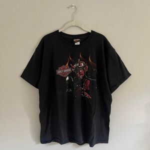 BLACK HARLEY‎ DAVIDSON DEVIL FLAME T-SHIRT